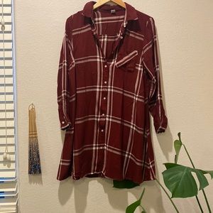 Button down burgundy dress